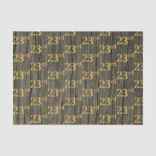Faux Wood, Faux Gold 23rd (Twenty-Third) Event Tissue Paper