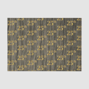 Faux Wood, Faux Gold 25th (Twenty-Fifth) Event Tissue Paper