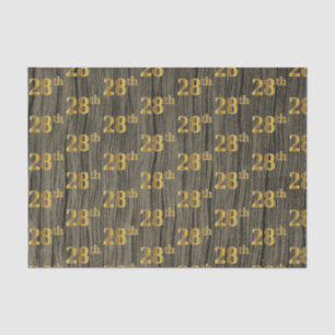 Faux Wood, Faux Gold 28th (Twenty-Eighth) Event Tissue Paper