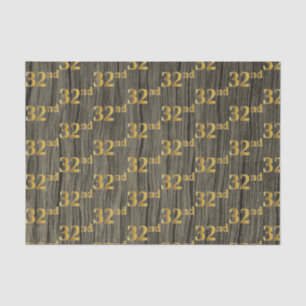 Faux Wood, Faux Gold 32nd (Thirty-Second) Event Tissue Paper