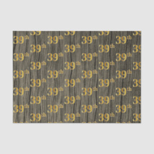 Faux Wood, Faux Gold 39th (Thirty-Ninth) Event Tissue Paper