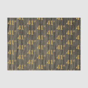Faux Wood, Faux Gold 41st (Forty-First) Event Tissue Paper