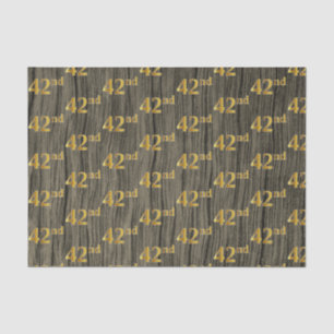 Faux Wood, Faux Gold 42nd (Forty-Second) Event Tissue Paper