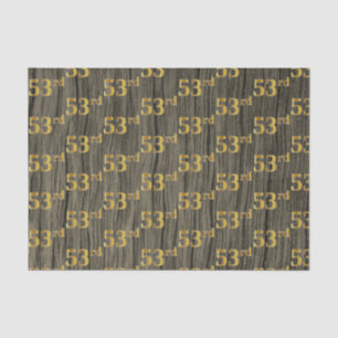Faux Wood, Faux Gold 53rd (Fifty-Third) Event Tissue Paper