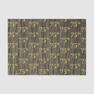 Faux Wood, Faux Gold 75th (Seventy-Fifth) Event Tissue Paper