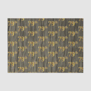 Faux Wood, Faux Gold 79th (Seventy-Ninth) Event Tissue Paper