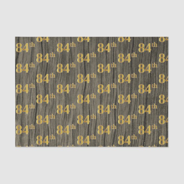 Faux Wood, Faux Gold 84th (Eighty-Fourth) Event Tissue Paper (Front)