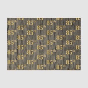 Faux Wood, Faux Gold 85th (Eighty-Fifth) Event Tissue Paper