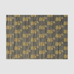 Faux Wood, Faux Gold 86th (Eighty-Sixth) Event Tissue Paper