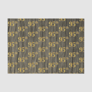 Faux Wood, Faux Gold 95th (Ninety-Fifth) Event Tissue Paper