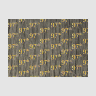 Faux Wood, Faux Gold 97th (Ninety-Seventh) Event Tissue Paper