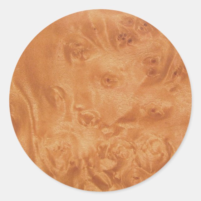 faux Wood Grain Classic Round Sticker (Front)