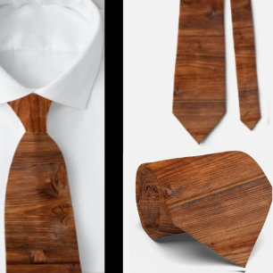 Faux Wood Grain Masculine Rustic Neck Tie Necktie