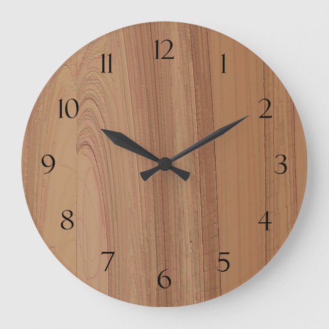Faux Wood Grain Print Wall Clock (Front)