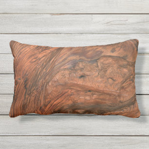 Faux wood grain woodsie lumbar pillow outdoor
