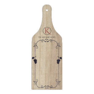 Faux wood grapes monogram mini cheese board