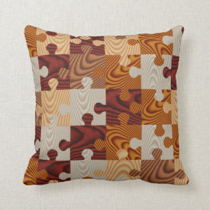 Faux wood jigsaw puzzle cushion