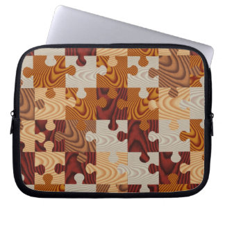 Faux wood jigsaw puzzle laptop sleeve
