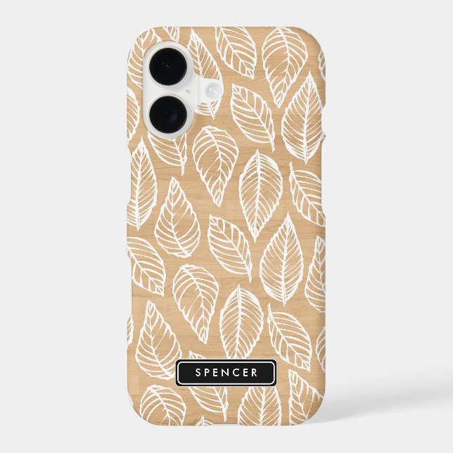Faux Wood | Leaves Pattern Custom iPhone 7 Case (Back)