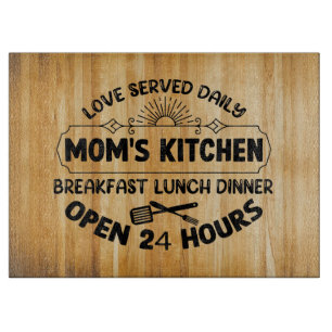 faux wood Mum love word art kitchen Cutting Board