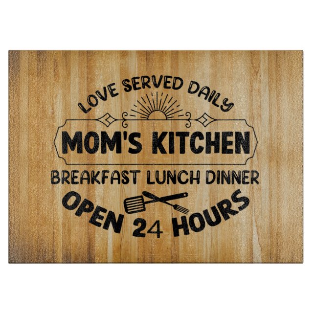 faux wood Mum love word art kitchen Cutting Board (Front)