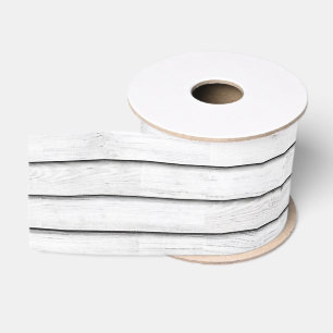 Faux Wood Slats   White   Customisable Grosgrain Ribbon