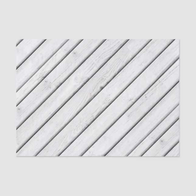 Faux Wood Slats | White | Customisable Tissue Paper (Front)