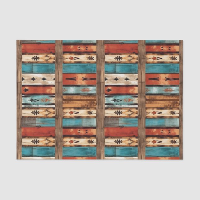 Faux wood tiled Western pattern decoupage  Tissue Paper (Front)