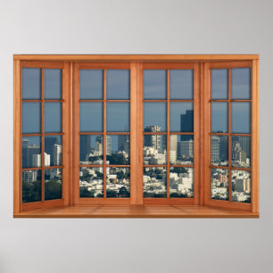 Faux Wooden Bay Window Illusion - San Francisco Poster