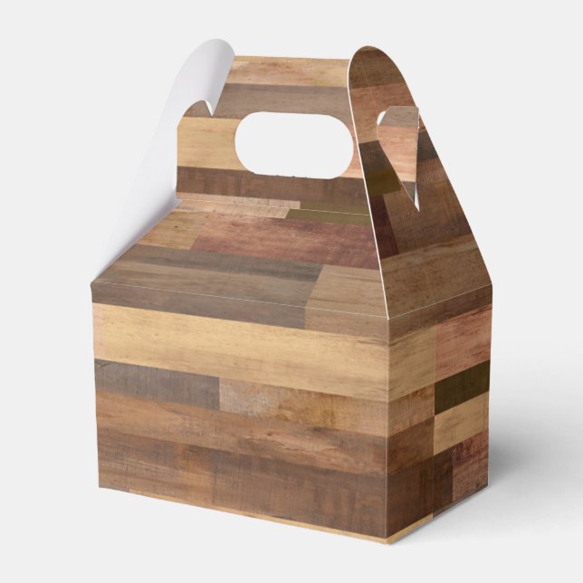 Faux Wooden Plank Timber Design Gable Favour Box (Front Side)