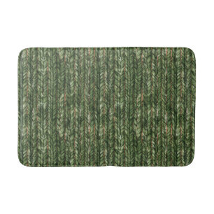 Faux Woven Green Threads   Bath Mat