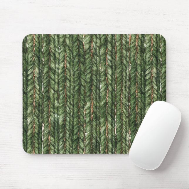 Faux Woven Green Threads Mouse Pad (With Mouse)