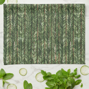 Faux Woven Green Threads   Tea Towel
