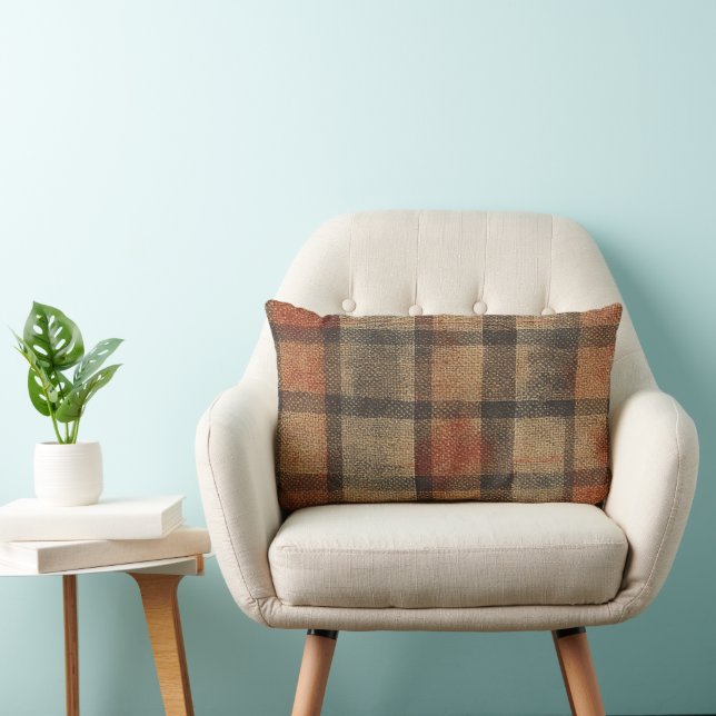 Faux Woven Plaid Pattern Lumbar Cushion (Chair)