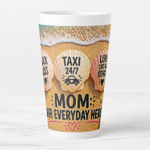 Faux Wrapped Canvas PrintFunny Mum Beach Shirt – S Latte Mug
