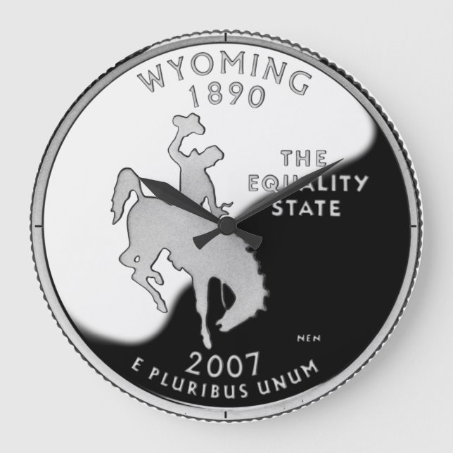 Faux Wyoming State Quarter Large Clock (Front)