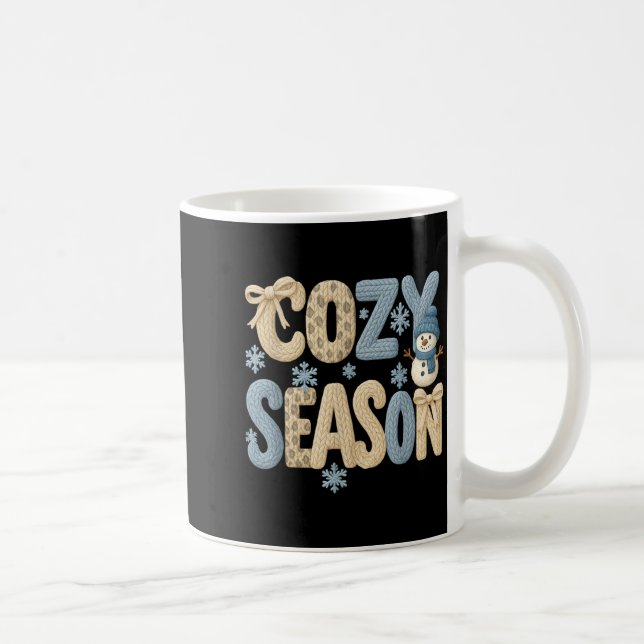 Faux Yarn Cozy Season Winter, Merry Bright Christm Coffee Mug (Right)