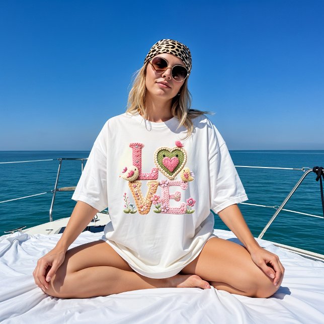 Faux Yarn Knitted "LOVE"  Tri-Blend Shirt (Creator Uploaded)