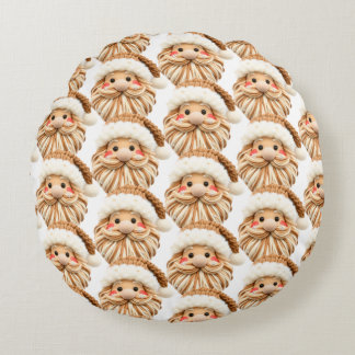 Faux yarn notch-hook Santa face Christmas Round Cushion