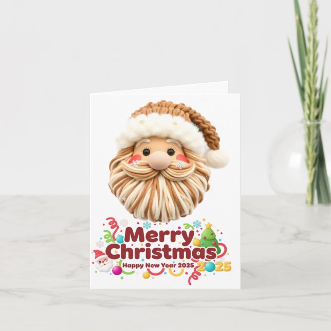 faux yarn pattern, notch-hook style, textured holiday card (Front)