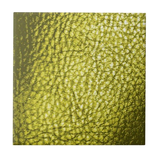 Faux Yellow Green Leather- Design Solid Ceramic Tile (Front)