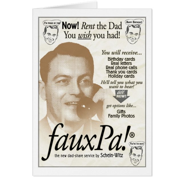 FauxPa!    Rental father card (Front)