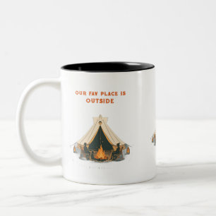 Fav Place Is Outside Trail Morning Family Adventur Two-Tone Coffee Mug