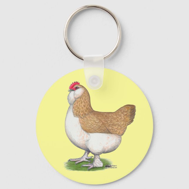 Faverolle Hen Key Ring (Front)