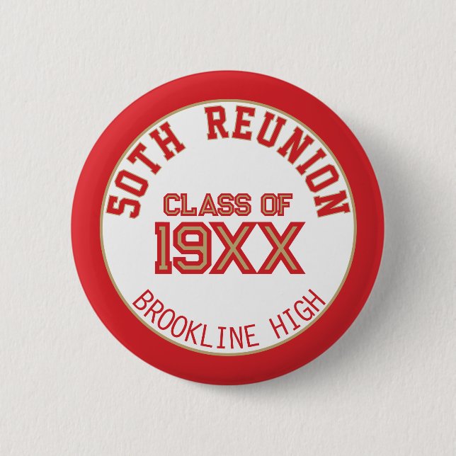 FAVOR! FUN 50th class reunion button (Front)