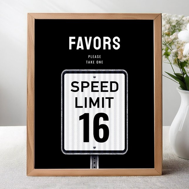 Favor party sign 16th Birthday Speed Limit  (Creator Uploaded)
