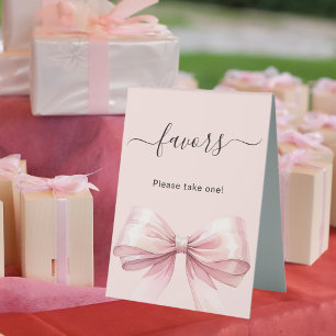 Favor sign pink bow