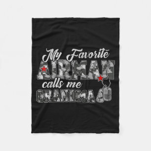 Favorite airman calls grandma camo flag air force fleece blanket