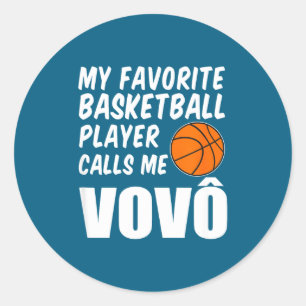 Favorite basketball player calls vovo portuguese classic round sticker