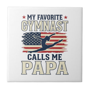 Favorite Gymnast Calls Me Papa Patriotic Vintage S Ceramic Tile